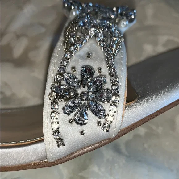 White Crystal Embellished Stiletto Heels - Picture 8 of 9